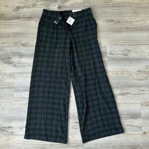 AE Stretch Plaid Poppy Wide Leg Trouser NWT
